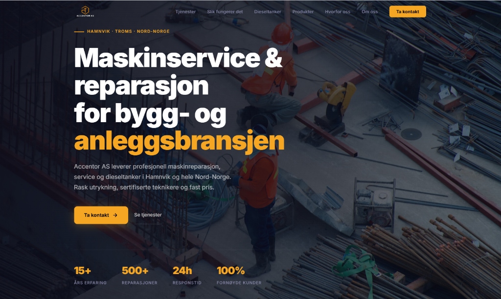 Skjermbilde av accentor.no — nettside levert av ScaleMedia